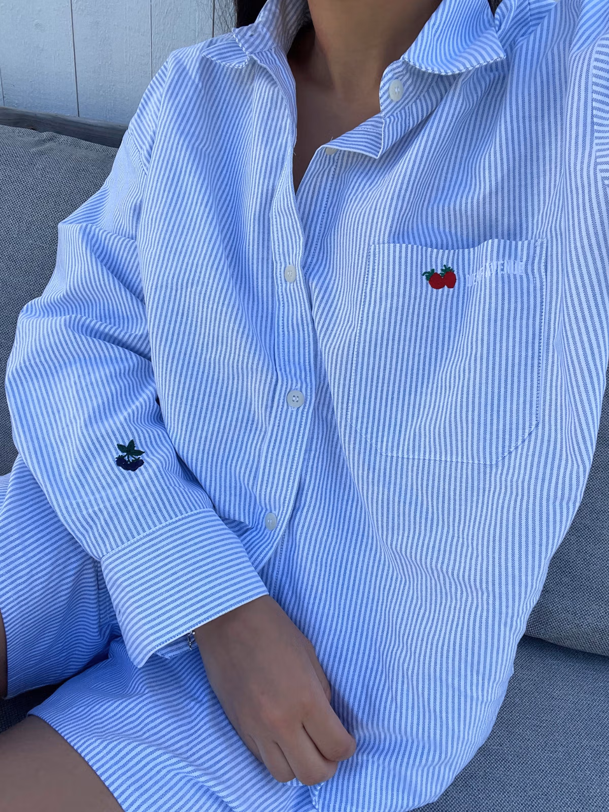 Breezy Shirt Embroidered Blue Stripe