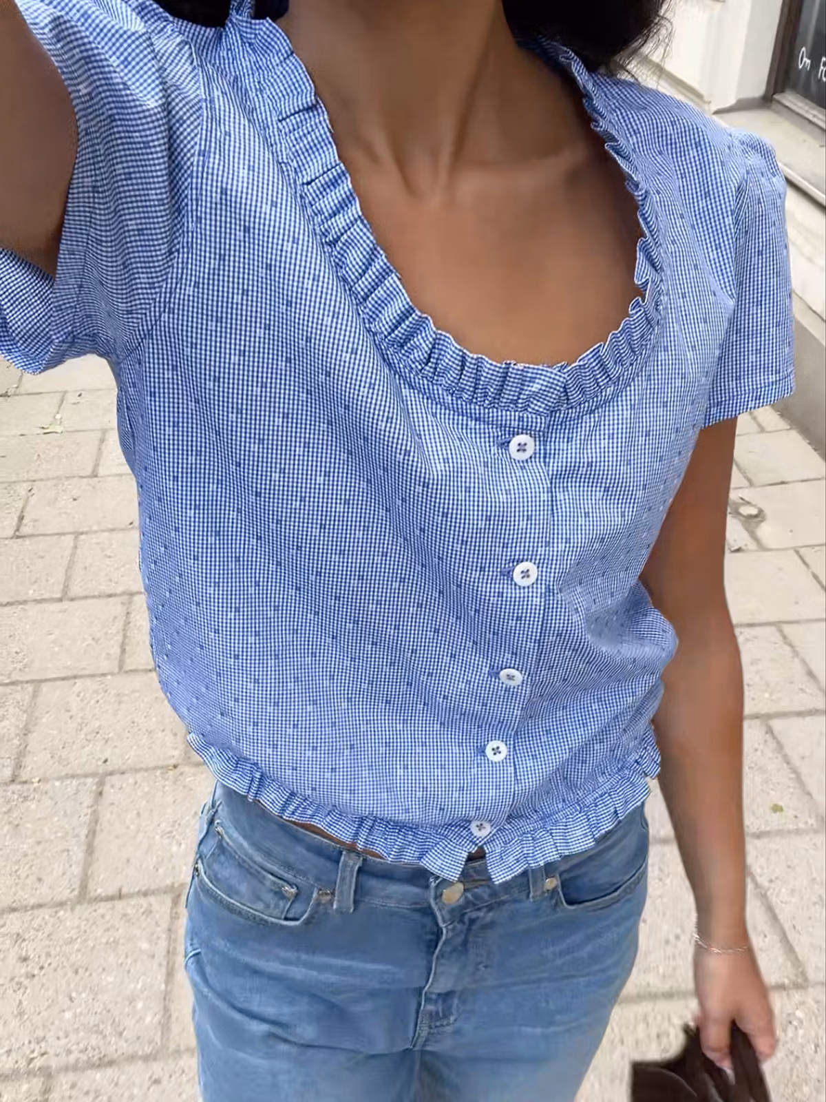 Sweet Pea Top Blue Gingham