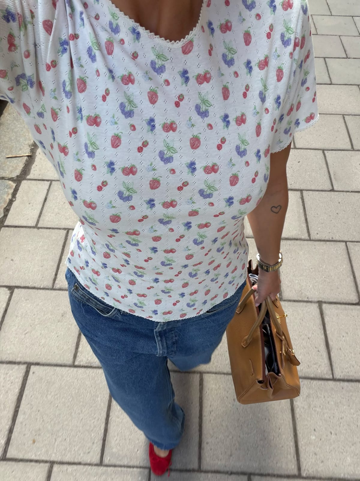 Pointelle Short Sleeve Top Summer Berries